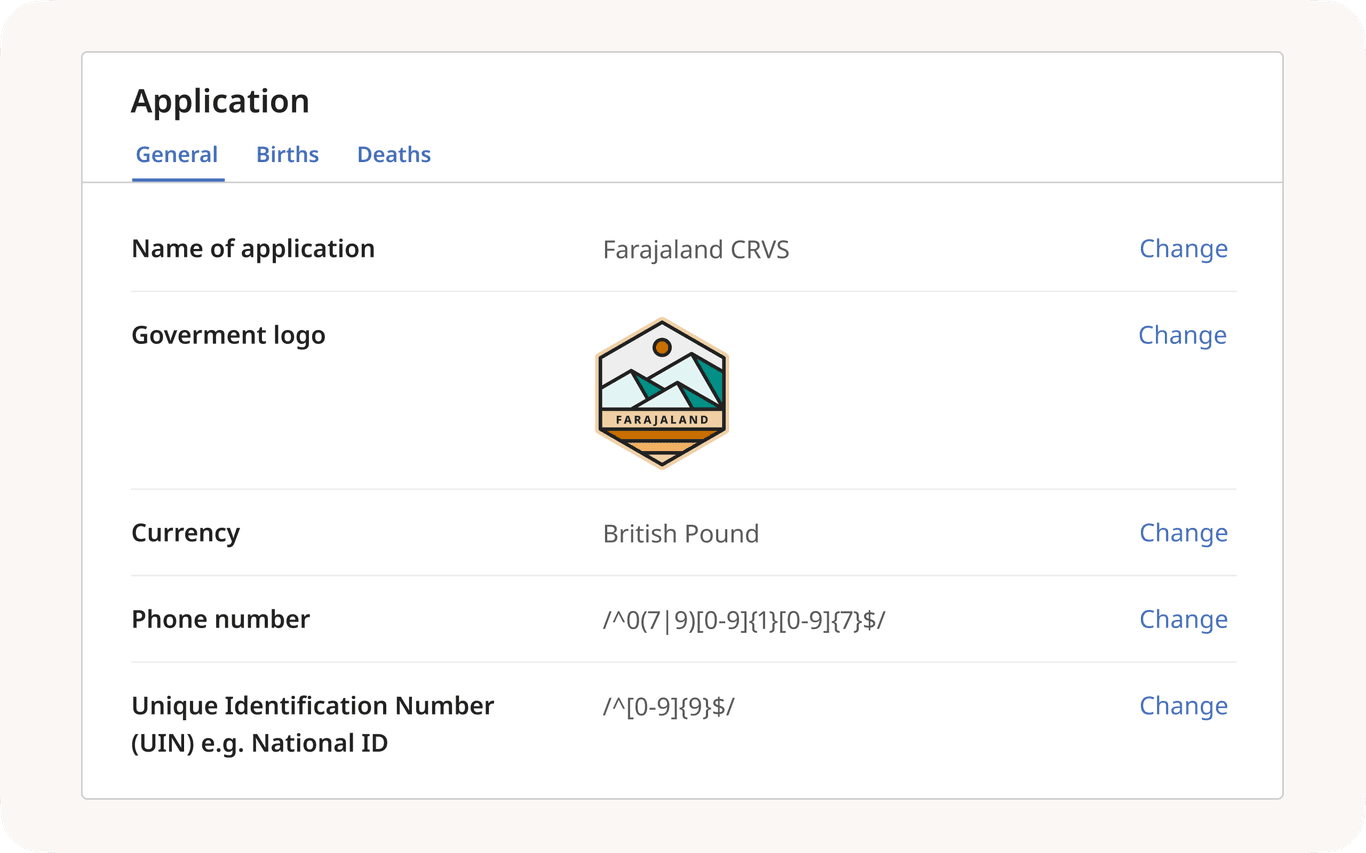 Application settings